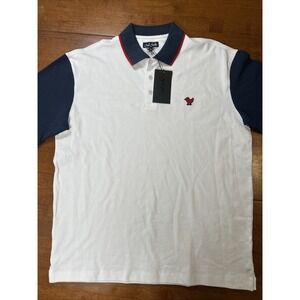 New Bad Birdie Polo Shirt Men's Size Large White Navy Golf NWT